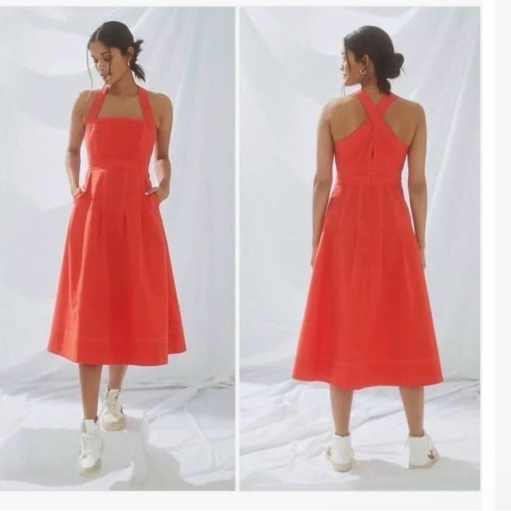 Maeve Anthropologie Alessandra Square Neck Cross Back Dress Size 4